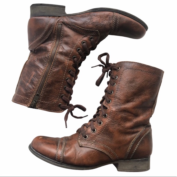 Steve Madden Shoes - Steve Madden Troopa Distressed Leather Combat Boots